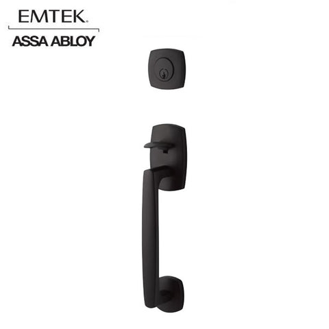 EMTEK - 4715 - Urban Modern Sectional Tubular Entry Set - Schlage "C" Keyway - 2 3/8" Backset - Optional Handing - Geneva Lever - Flat Black