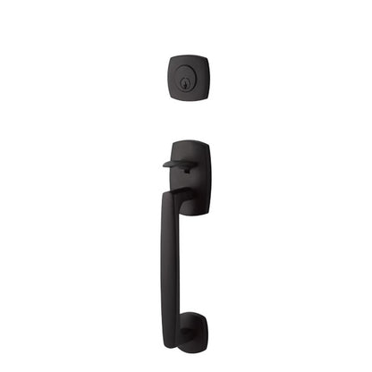 EMTEK - 4715 - Urban Modern Sectional Tubular Entry Set - Schlage "C" Keyway - 2 3/8" Backset - Optional Handing - Geneva Lever - Flat Black