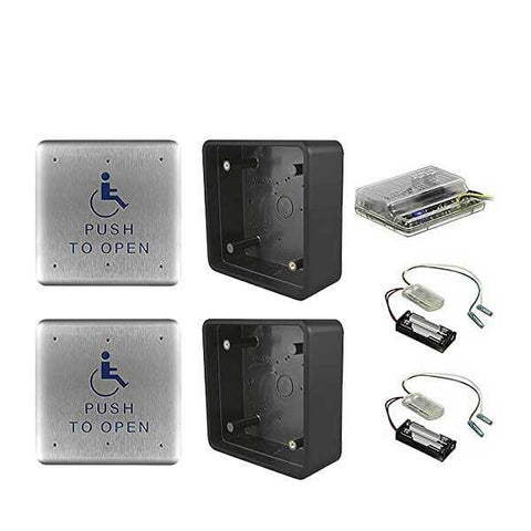 Ditec - W6-138 - Wireless Push Button Activation Kit - 2- 4.5" push plates  2 - mounting boxes  2 - transmitters  & 1 receiver - UHS Hardware