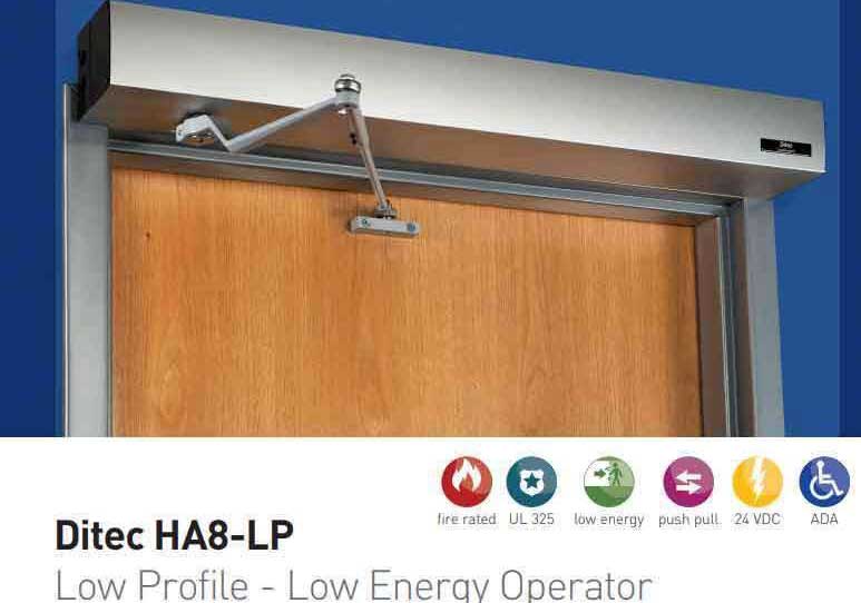 Ditec - HA8-LP - Low Profile Swing Door Operator - PULL Arm - Left Hand - Clear Coat  (39" to 51") For Single Doors - UHS Hardware