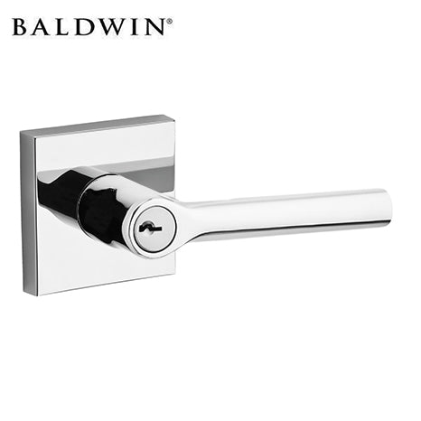 Baldwin Reserve - TUB.CSR - Tubular Lever Set - Contemporary Square Rose - Optional Function - 260 - Polished Chrome - Grade 2 - UHS Hardware