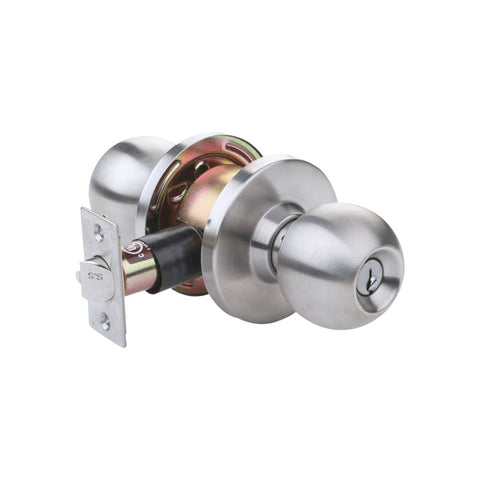 TELL - CL100031 - Heavy Duty Cylindrical Knob - Satin Stainless - 2-3/4" Backset - Grade 2 - Entrance