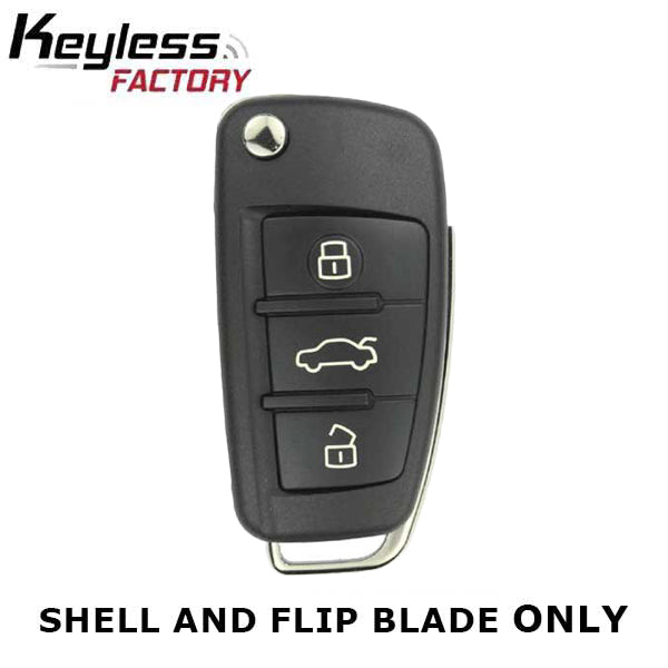 2006-2015 Audi / 3-Button Flip Key SHELL for YZ 3314 (AFTERMARKET) - UHS Hardware