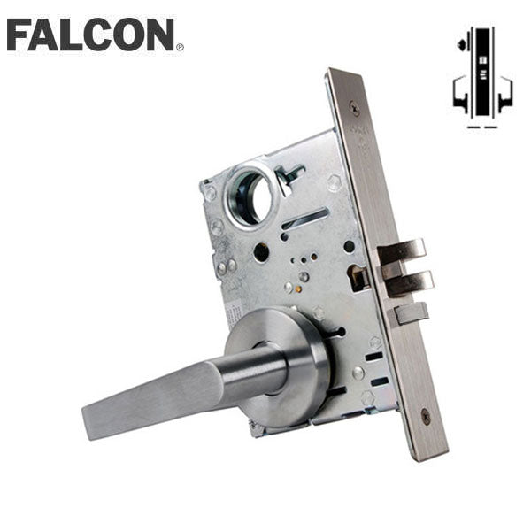 Falcon - MA101-DG - Cylinder Mortise Lock - Passage - Dane Lever - 626 - Satin Chrome - Optional Handing - Fire Rated - Grade 1 - UHS Hardware