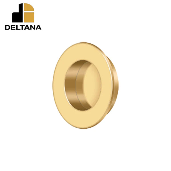 Deltana - Flush Pull - Round - Heavy Duty - 1-7/8" - Solid Brass - 1-1/2" Base Size - Optional Finish