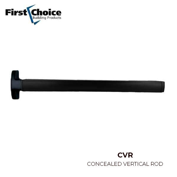 First Choice - 3692 - Concealed Vertical Rod Exit - 36"- 42" - Cylinder Prep Kit without Key Cylinder - Black Anodized Finish - Grade 1 - UHS Hardware