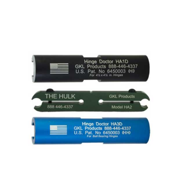 GKL - Hinge Doctor Kit - Commercial & Residential - For 4.5" & 5" - Black Blue & Green - UHS Hardware