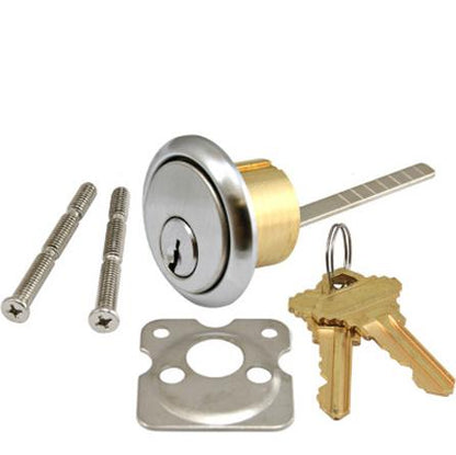 GMS Rim Cylinder - 1-1/8" - 5 Pin -  US26D - Satin Chrome - UHS Hardware