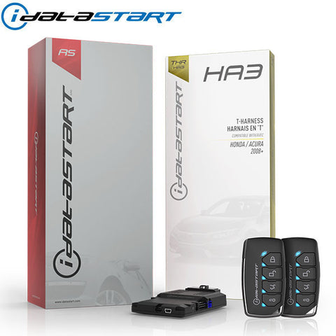 Firstech - iDatastart - Acura / Honda  - HC1151A / HC2352AC - 5 Button Remote - Optional 1-Way / 2-Way - Keyless Remote Start System Kit - Up to 3000ft - HA3 T-Harness - UHS Hardware