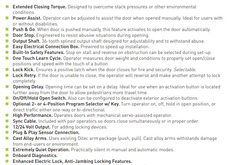 Ditec - HA9 - Full Feature Door Operator - PULL Arm - Non Handed - Black (39" to 51") For Single Doors - UHS Hardware