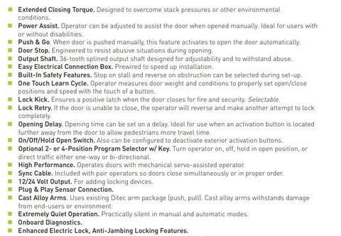 Ha9 Auto Operator Record - HA9 - Full Feature Door Operator - Double PUSH Arm - Non ...