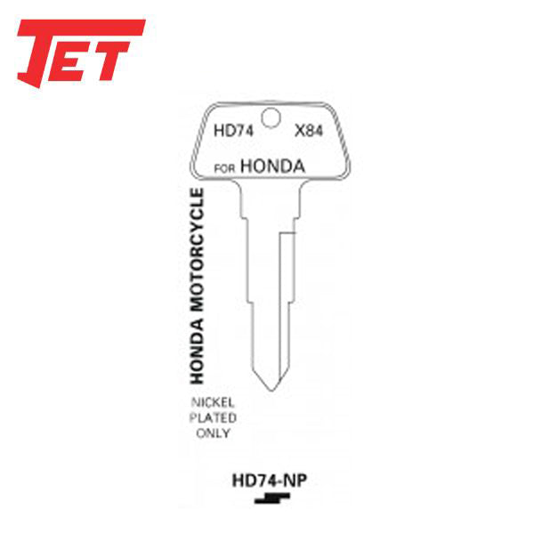 JET - HD74-NP -Honda Motorcycle Key - Nickel Plated - UHS Hardware