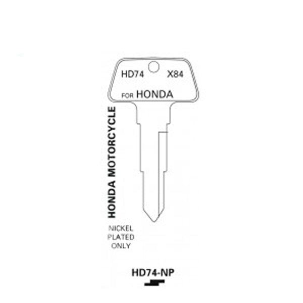 JET - HD74-NP -Honda Motorcycle Key - Nickel Plated - UHS Hardware
