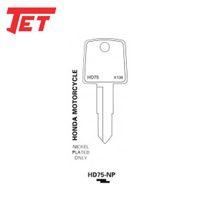 JET - HD75-NP -Honda Motorcycle Key - Nickel Plated - UHS Hardware