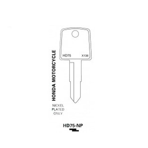 JET - HD75-NP -Honda Motorcycle Key - Nickel Plated - UHS Hardware