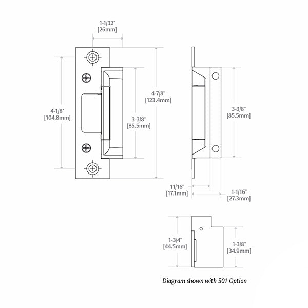 HES - 5000C - Complete Electric Strike with 501 & 501A Faceplates - Fail Safe/Fail Secure - 12/24VDC  - Up To 5/8" Throw Latchbolt - Satin Stainless Steel - Grade 1 - UHS Hardware