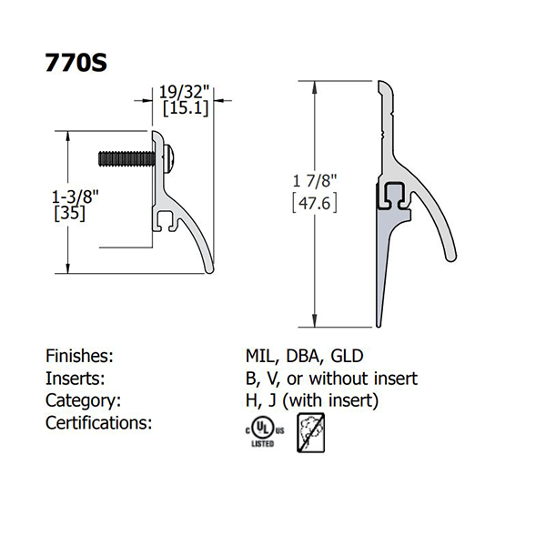 Hager - 770S - 36" Overhead Rain Drip Guard - Weatherstrip - Mill Finish Aluminum - UHS Hardware