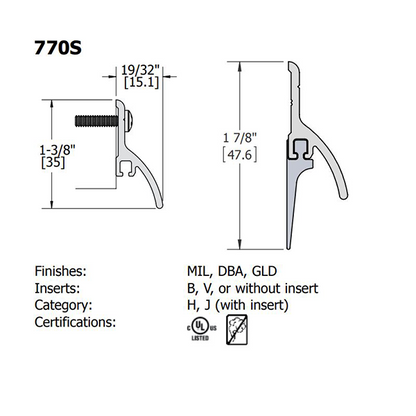 Hager - 770S - 36" Overhead Rain Drip Guard - Weatherstrip - Mill Finish Aluminum - UHS Hardware