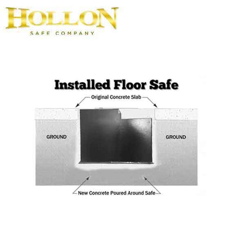 Hollon - Floor Safe  - B2500 -  Hydraulic Assist Door Arm for Easy Opening / Closing  - B Rated - UHS Hardware