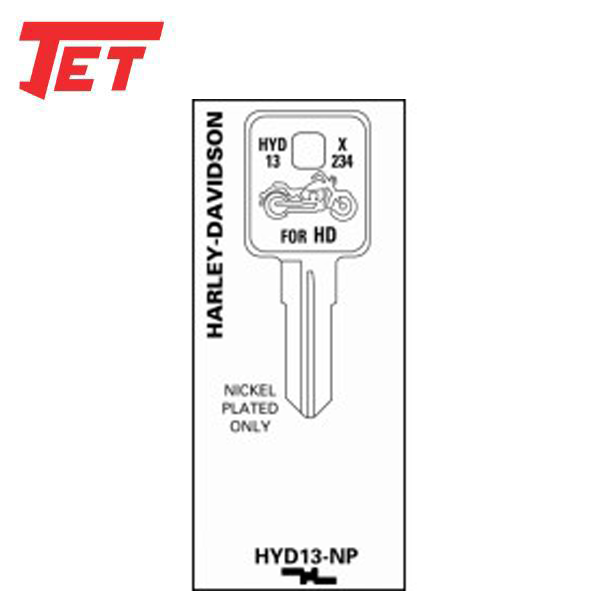 JET - HYD13 - Harley Davidson - Motorcycle Key - Nickel Plated - UHS Hardware