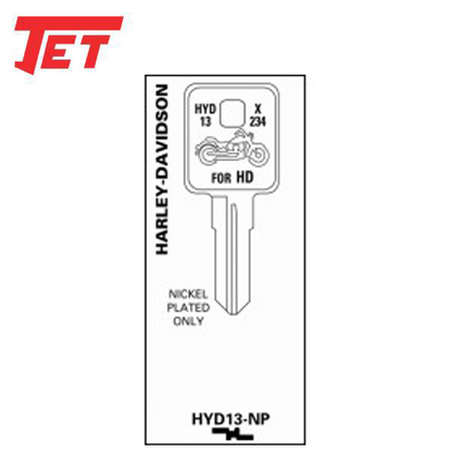 JET - HYD13 - Harley Davidson - Motorcycle Key - Nickel Plated - UHS Hardware