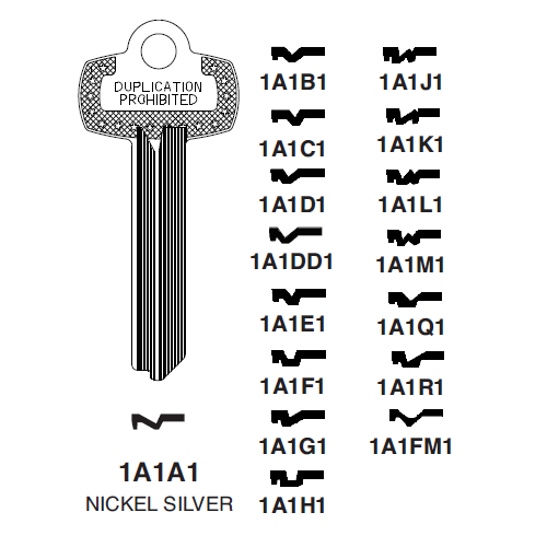 1A1D1 - BEST D Key Blank - 6 or 7 Pin - ILCO - UHS Hardware