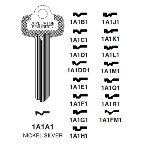 1A1M1 - BEST M Key Blank - 6 or 7 Pin - ILCO - UHS Hardware