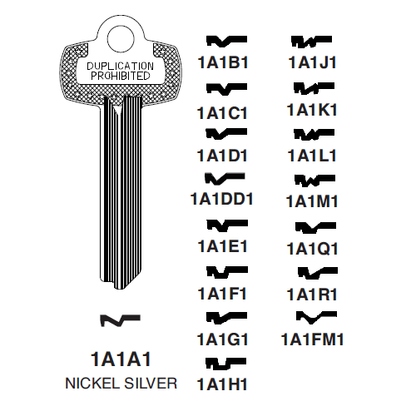 1A1E1 - BEST E Key Blank - 6 or 7 Pin - ILCO - UHS Hardware