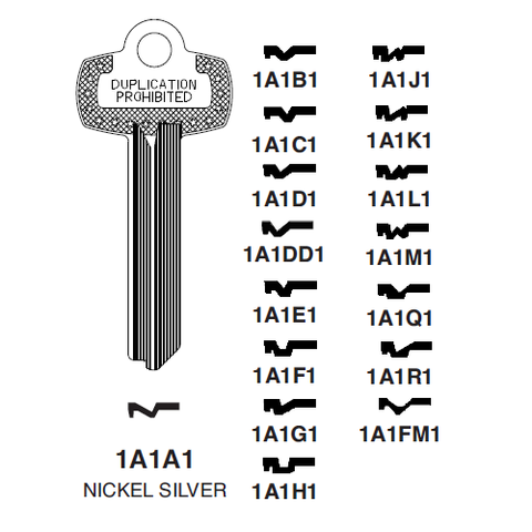 1A1J1 - BEST J Key Blank - 6 or 7 Pin - ILCO - UHS Hardware