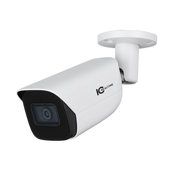 IC Realtime - IPEL-B80F-IRW2 / 8MP IP Indoor/Outdoor Small Size Bullet Camera / Fixed 2.8mm Lens (108°) / 98 Feet Smart IR / PoE Capable / Ai