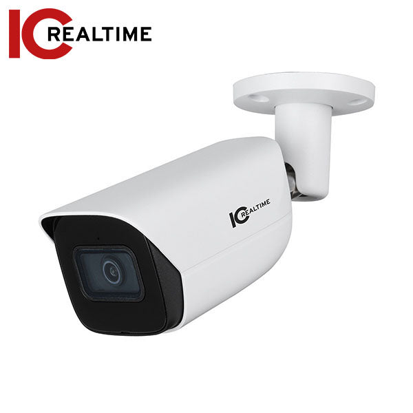 IC Realtime - IPEL-B80F-IRW2 / 8MP IP Indoor/Outdoor Small Size Bullet Camera / Fixed 2.8mm Lens (108°) / 98 Feet Smart IR / PoE Capable / Ai