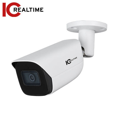 IC Realtime - IPEL-B80F-IRW2 / 8MP IP Indoor/Outdoor Small Size Bullet Camera / Fixed 2.8mm Lens (108°) / 98 Feet Smart IR / PoE Capable / Ai