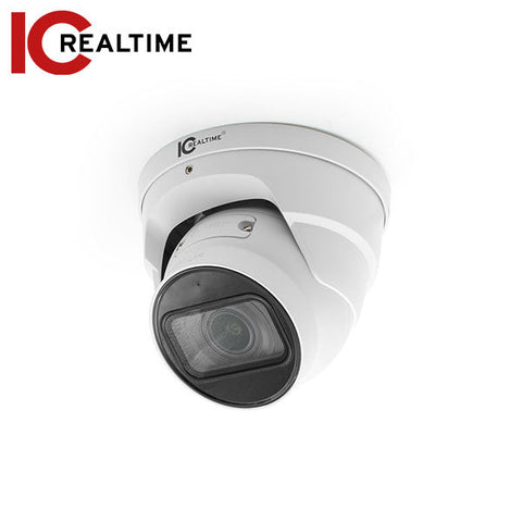IC Realtime - IPEL-E80V-IRW2 / 8MP IP Indoor/Outdoor Small Size Eyeball Dome Camera / Varifocal 2.7 - 13.5mm Lens (113 - 31°) / 164 Feet IR / POE Capable