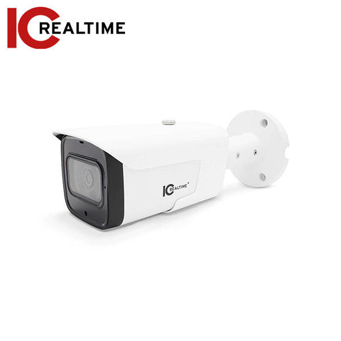 IC Realtime - IPFX-B80V-IRW1 / 8MP IP Indoor/Outdoor Mid Size Bullet Camera / Varifocal 2.7-13.5mm Motorized Lens (113A° - 31A°) / 197 Ft Smart IR