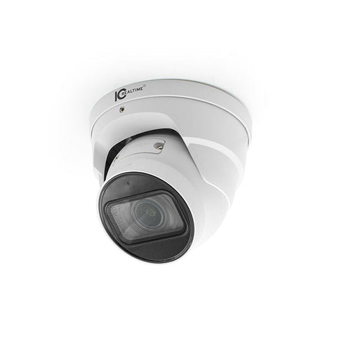 IC Realtime - IPFX-E40V-IRW2 / 4MP IP Indoor/Outdoor Small Size Starlight Eyeball Dome Camera / 2.7mm – 13.5mm Lens (104-27 AOV) / 131 Ft IR / POE