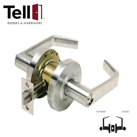 TELL - CL102378 - Standard Duty Cylindrical Leverset - Satin Chrome - 2-3/4" Backset - Grade 2 - Institution