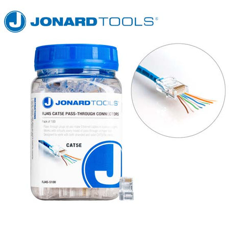 Jonard Tools - CAT5e RJ45 Pass-Through Connectors (Pack of 100) - UHS Hardware
