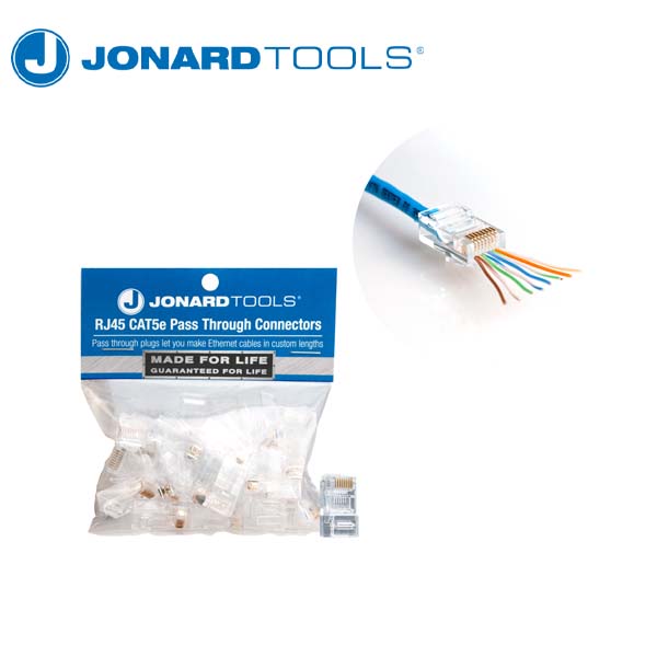Jonard Tools - CAT6 RJ45 Pass-Through Connectors (Pack of 25) - UHS Hardware