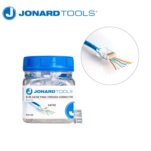 Jonard Tools - CAT5e RJ45 Pass-Through Connectors (Pack of 50) - UHS Hardware