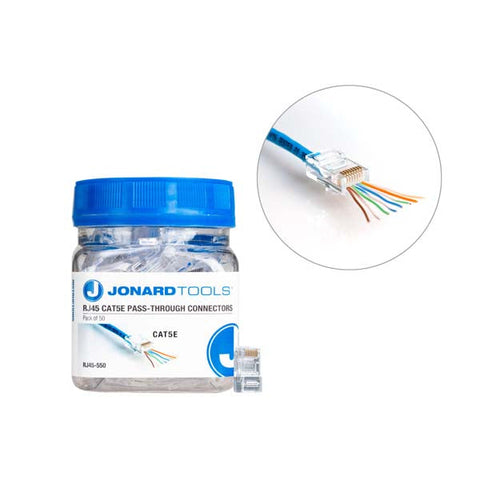 Jonard Tools - CAT5e RJ45 Pass-Through Connectors (Pack of 50) - UHS Hardware