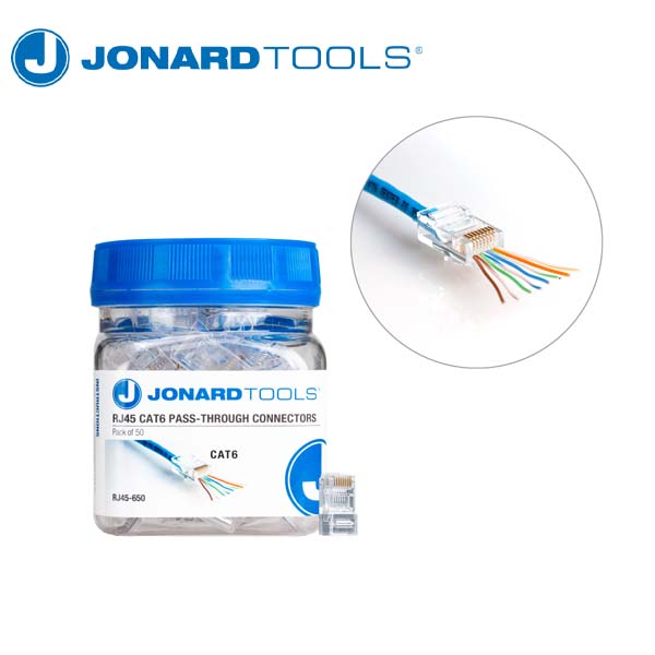 Jonard Tools - CAT6 RJ45 Pass-Through Connectors (Pack of 50) - UHS Hardware