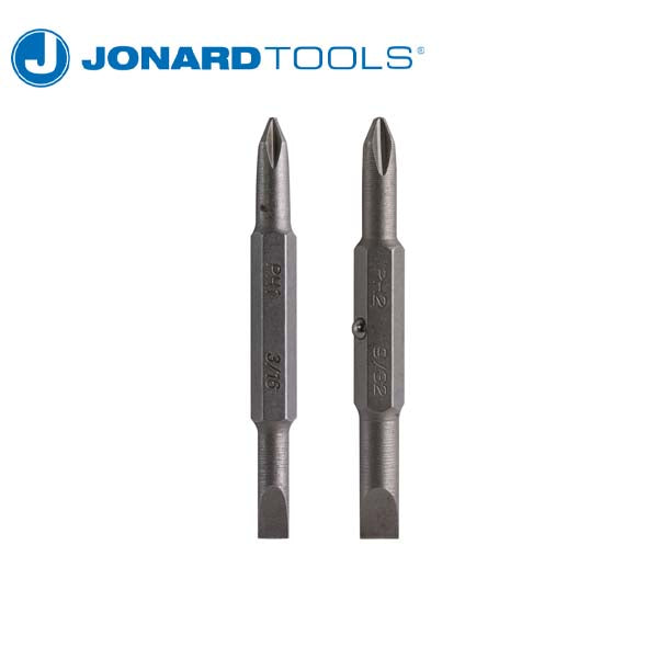 Jonard Tools - Replacement Bit Set - Phillips #1 & Slotted 3/16" and Phillips #2 & Slotted 9/16" - UHS Hardware