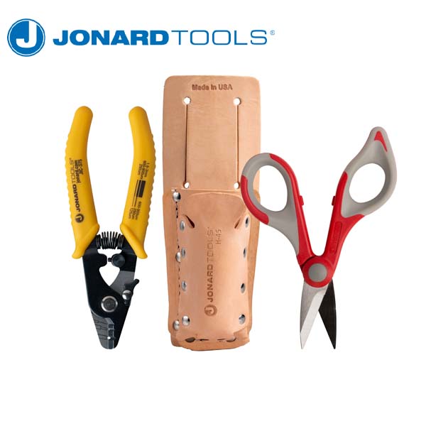 Jonard Tools - Fiber Stripper & Kevlar Shears Kit - Leather Pouch - UHS Hardware