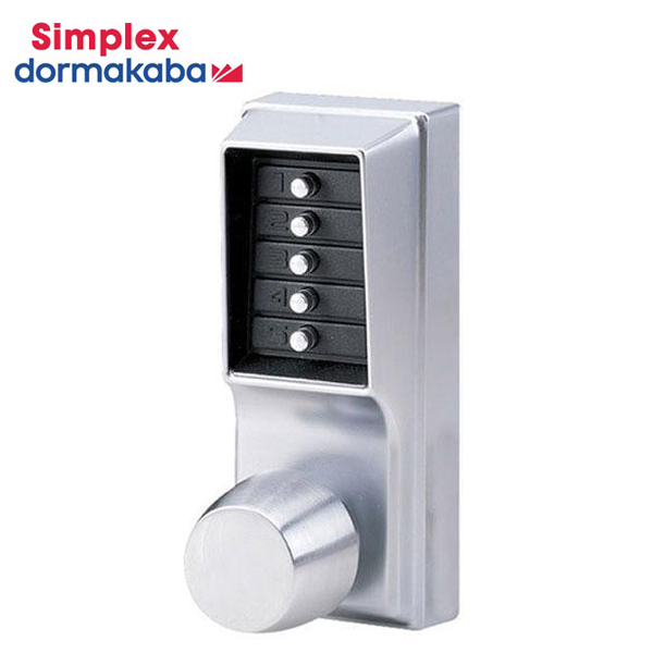 Simplex - 1011 - Pushbutton Cylindrical Combination Lever Lock - 2¾" Backset - Satin Chrome - UHS Hardware