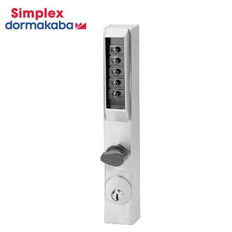 Simplex 3001 Pushbutton Narrow Stile Lock - 26D - Thumbturn - w/ Key Override in Satin Chrome - UHS Hardware