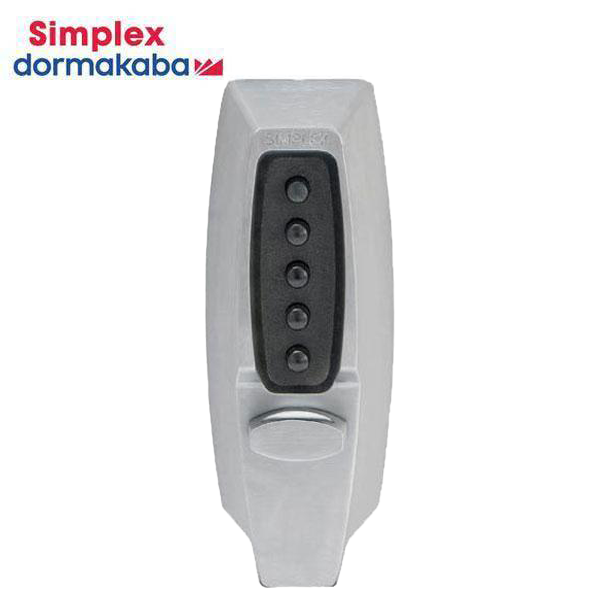 Simplex - 7104 - Mechanical Pushbutton Deadlocking Latch Keyless Lock - 2 3/8" Backset - Satin Chrome - UHS Hardware