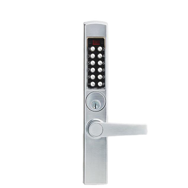 E-Plex - E3265 - Electronic Pushbutton Mortise Narrow-Stile Lever Lock - Deadlatch - Schlage 'C' - Satin Chrome - Grade 1 - UHS Hardware