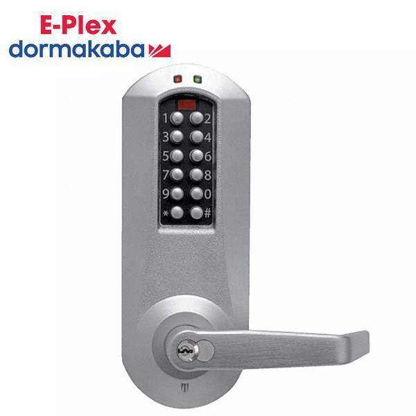 E-Plex - E5031XS - Electronic Pushbutton Cylindrical Lever Lock - Schlage 'C' - 2¾" Backset - Satin Chrome - Grade 1 - UHS Hardware