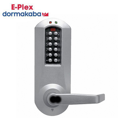 E-Plex - E5051S - Electronic Pushbutton Cylindrical Lever Lock - Privacy - LFIC - 2¾" Backset - Satin Chrome - Grade 1 - UHS Hardware