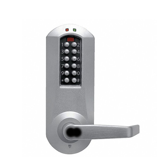 E-Plex - E5051S - Electronic Pushbutton Cylindrical Lever Lock - Privacy - LFIC - 2¾" Backset - Satin Chrome - Grade 1 - UHS Hardware